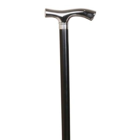 Bastón Negro de Madera Haya y Empuñadura Niquelada