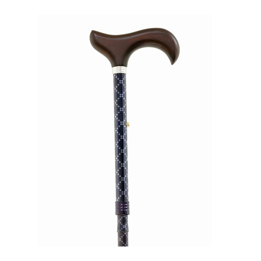 Bastón Plegable y Ajustable de Tubo de Aluminio con Diseño y Empuñadura de Madera