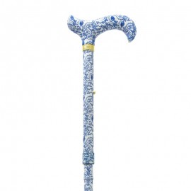 Bastón Plegable y Ajustable con Diseño de Flores en Azul y Blanco