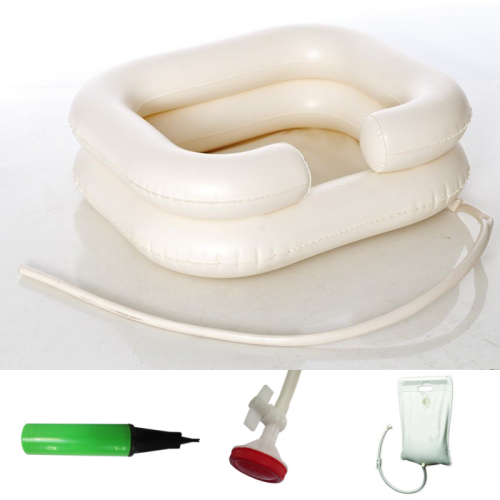 Lavapelo Inflable con Bombín, Bolsa de Agua con Grifo y Manguera de Desagüe