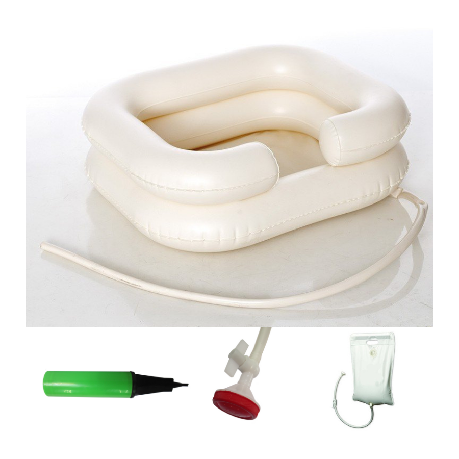 Lavapelo Inflable con Bombín, Bolsa de Agua con Grifo y Manguera de Desagüe