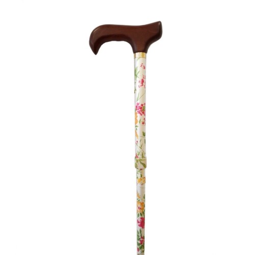Bastón Plegable y Ajustable con Diseño de Flores Claras 