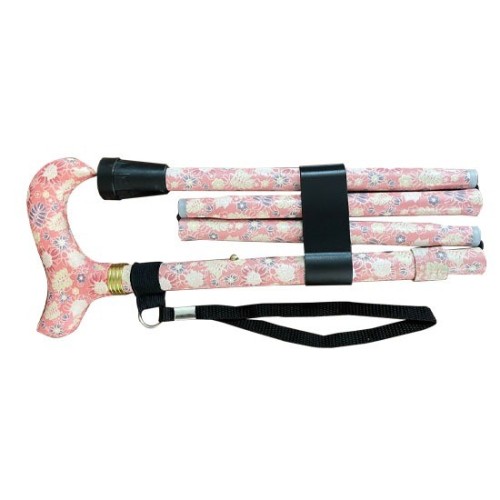 Bastón Plegable y Ajustable con Diseño de Rosas en su Tubo y Empuñadura