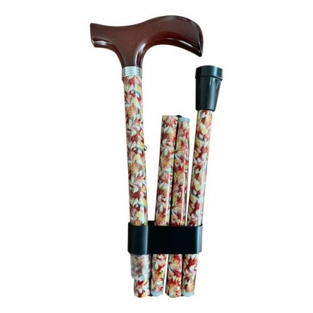 Bastón Plegable y Ajustable con Diseño de Hojas Otoñales