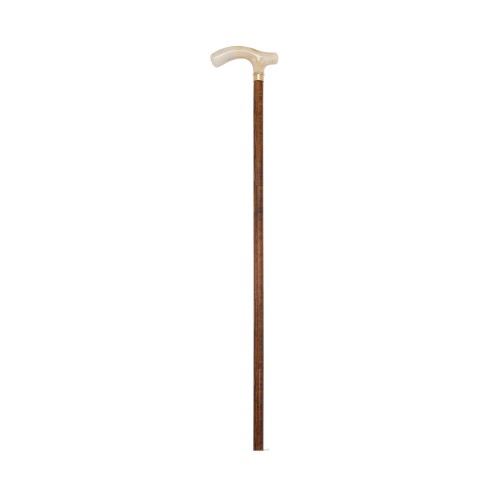 Bastón Madera Haya Café Empuñadura Derby de Metacrilato de Hueso