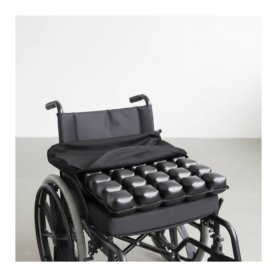 Cojín Antiescaras con Celdas de Aire para Silla de Ruedas, Funda incluida